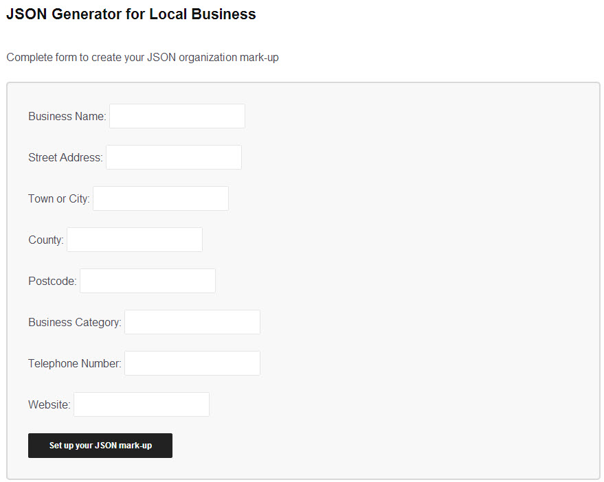 JSON Generator for Local Business